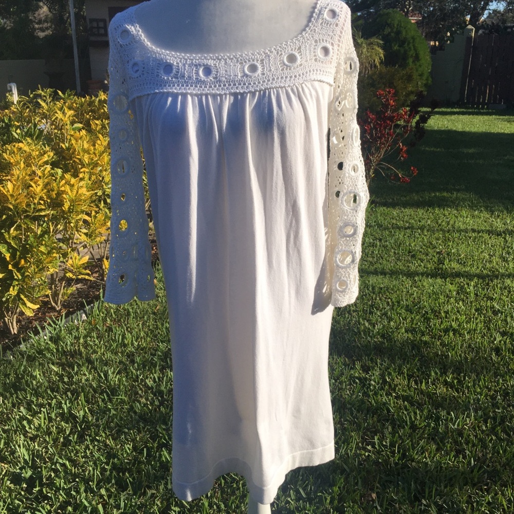 Cyntia Steffe white long sleeve Mod dress
